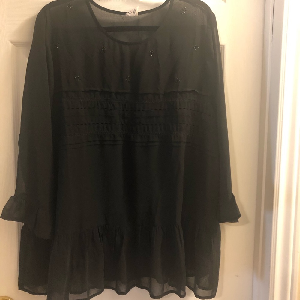 Sheer black top with bottom ruffle